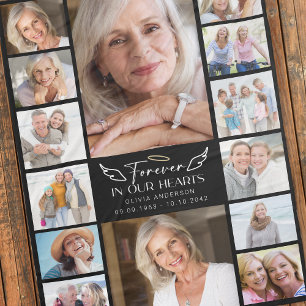 Voor altijd in onze harten Multi Photo Collage Mem Fleece Deken