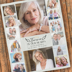 Voor altijd in onze harten Multi Photo Collage Mem Fleece Deken