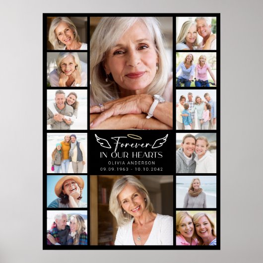 Voor altijd in onze harten Multi Photo Collage Mem Poster (Voorkant)
