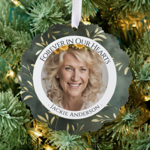 Voor altijd in onze harten Olive Leaf Foto Herinne Ornament Kaart