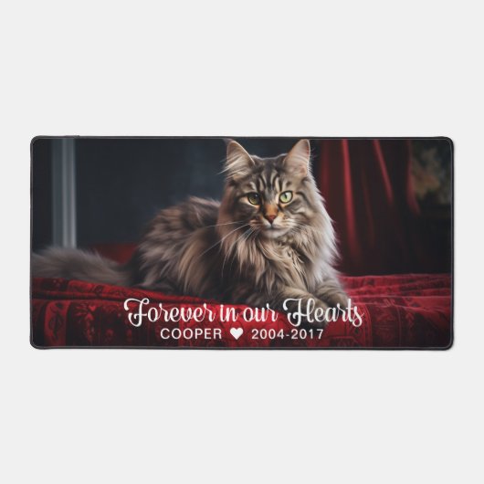 Voor altijd in onze harten Pet Keepsake Foto Bureaumat (Voorkant)