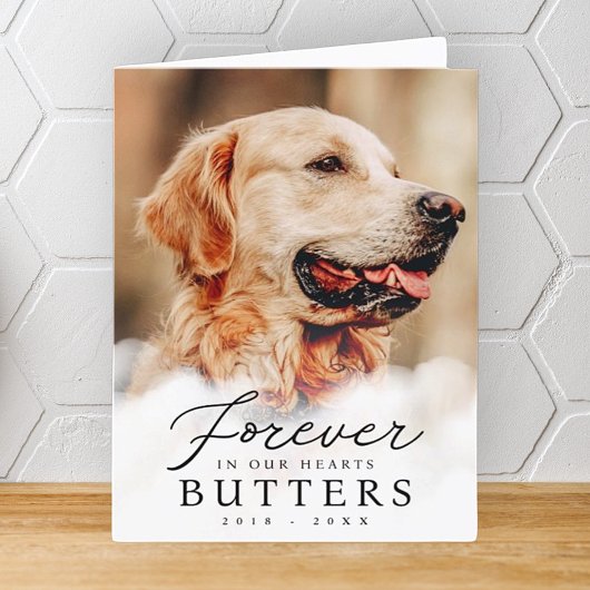 Voor altijd in onze harten Pet Memorial Moderne fo Bedankkaart