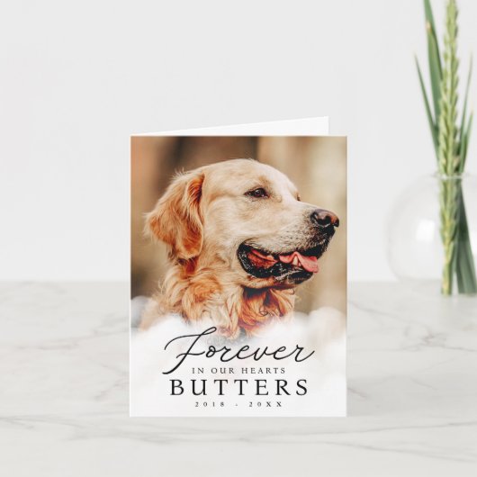 Voor altijd in onze harten Pet Memorial Moderne fo Bedankkaart (Voorkant)