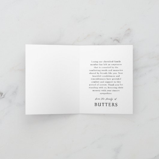 Voor altijd in onze harten Pet Memorial Moderne fo Bedankkaart (Binnen)