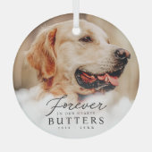 Voor altijd in onze harten Pet Memorial Moderne fo Glas Ornament (Voorkant)