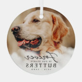 Voor altijd in onze harten Pet Memorial Moderne fo Glas Ornament (Achterkant)