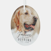 Voor altijd in onze harten Pet Memorial Moderne fo Glas Ornament (Voorkant links)