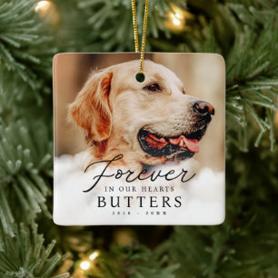 Voor altijd in onze harten Pet Memorial Moderne fo Keramisch Ornament