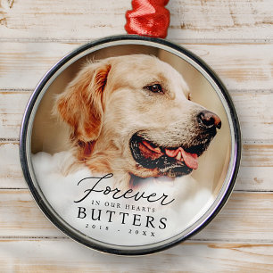 Voor altijd in onze harten Pet Memorial Moderne fo Metalen Ornament