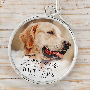 Voor altijd in onze harten Pet Memorial Moderne fo Sleutelhanger