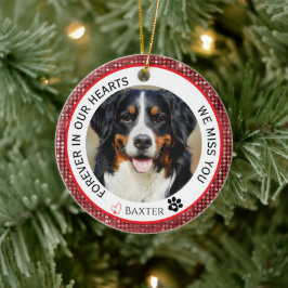 Voor altijd in onze harten Pet Memorial Red Keramisch Ornament