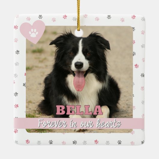 Voor altijd in onze harten Regenboogbrug Huisdierv Keramisch Ornament (Achterkant)