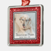 Voor altijd in onze harten Rood glinsterende honde Metalen Ornament (Links)