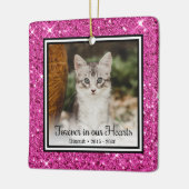 Voor altijd in onze harten Roze glinsterende kat g Keramisch Ornament (Links)