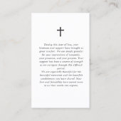 Voor altijd in onze harten Script begrafenis gebed Visitekaartje (Achterkant)