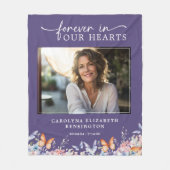 Voor altijd in onze harten vlinder bloemmonument fleece deken (Voorkant)