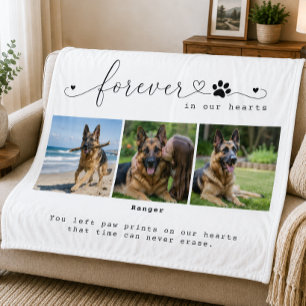Voor altijd in onze harten Witte huisdierherdenkin Fleece Deken