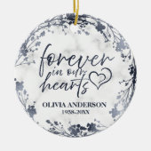 Voor altijd in onze harten Zilveren Fotobehang Keramisch Ornament (Voorkant)