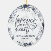 Voor altijd in onze harten Zilveren Fotobehang Keramisch Ornament (Links)