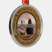 Voor altijd in onze hartenversiering, jouw FOTO, T Metalen Ornament (Rechts)
