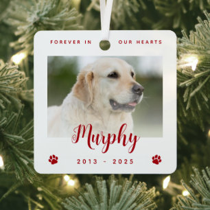 Voor Altijd In Onze Hartjes Hond Foto Huisdier Her Metalen Ornament