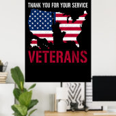 Voor altijd in onze schuld - Happy Veterans Day Poster (Thuiskantoor)