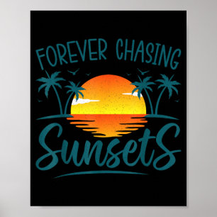 Voor altijd jagen op zonsondergang zonneschijn zom poster