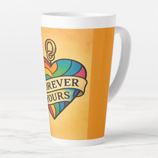 Voor altijd jouw kleurrijke liefdeshart latte mok (Rechterhoek)