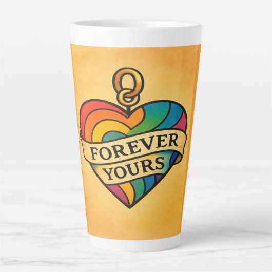 Voor altijd jouw kleurrijke liefdeshart latte mok (Voorkant)