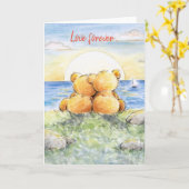 Voor altijd lief, schattig beer koppel dat naar zo kaart (Gele Bloem)