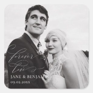 Voor altijd Liefde Foto Bruiloft gunst Vierkante Sticker