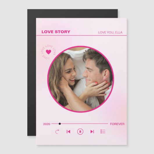 Voor altijd Liefde Roze Hart Foto Valentijnse Kaar (Voorkant / Achterkant)