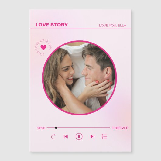 Voor altijd Liefde Roze Hart Foto Valentijnse Kaar (Voorkant)