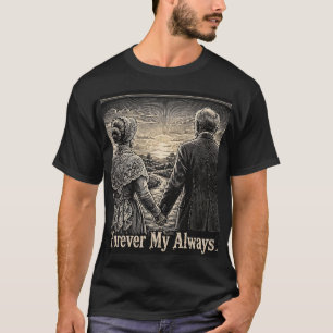 Voor altijd mijn altijd vintage houtsnede t-shirt