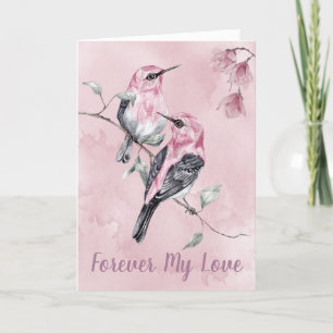 Voor altijd Mijn Tortelduifjes in Waterverf Feestdagen Kaart