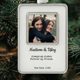 Voor altijd mijn zus, voor altijd mijn vriend verzilverd omlijst ornament