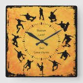 Voor altijd op mijn bord gele skateboardklok vierkante klok (Voorkant)