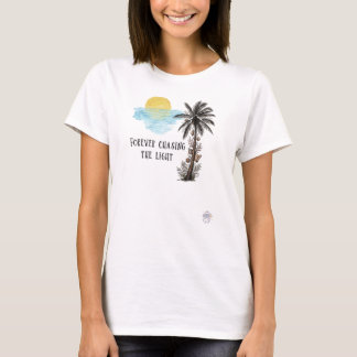 Voor altijd op zoek naar het licht - Palmboom zons T-shirt