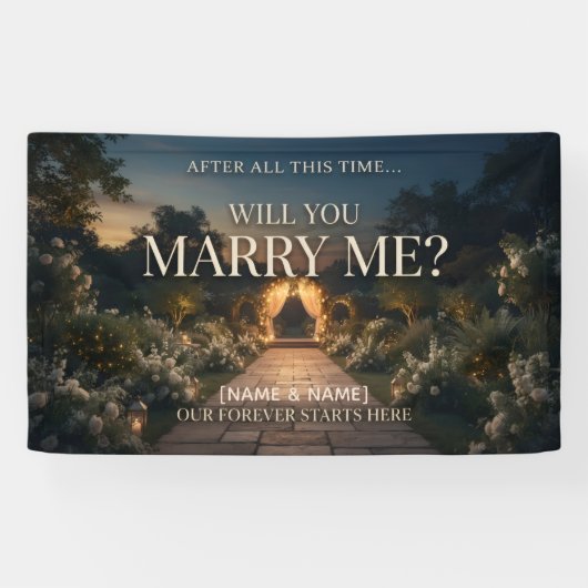 Voor altijd romantische huwelijksaanzoek waardige spandoek (Horizontaal)