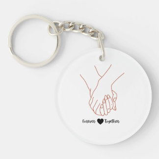 Voor altijd samen hand in hand Lijnkunst Liefde Sleutelhanger