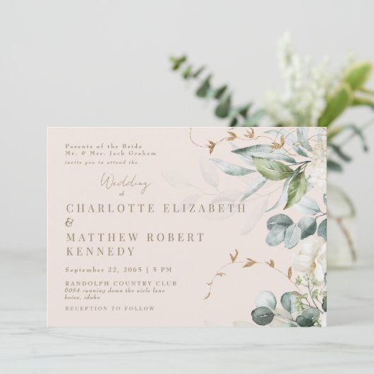 Voor altijd Trouwe Blushing Bride Wit Bloemen Kaart (Staand voorkant)