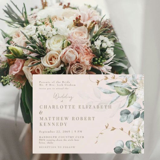 Voor altijd Trouwe Blushing Bride Wit Bloemen Kaart