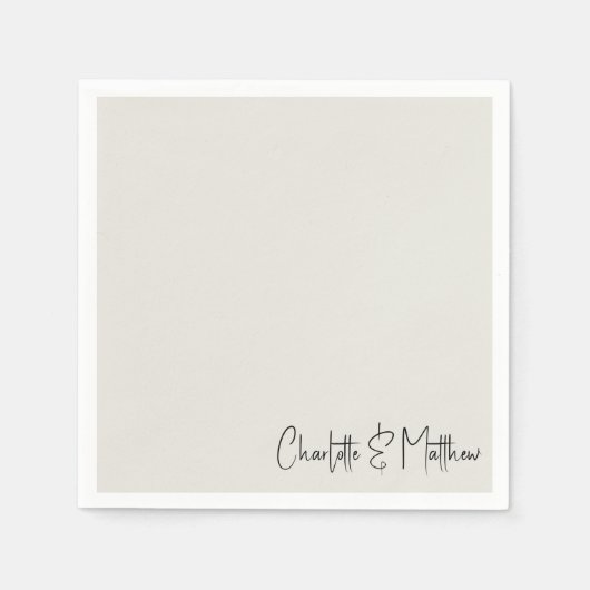 Voor altijd trouwe Cream Custom Wedding Cocktail Servet (Voorkant)