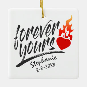 Voor altijd uw Valentijn van de Naam van de Douane Keramisch Ornament