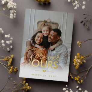 Voor Altijd Van Ons Gouden Hart Foto Adoptie Folie Uitnodiging