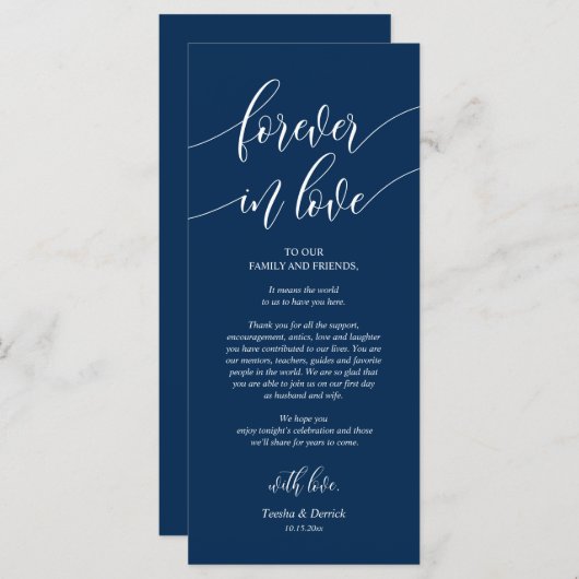 Voor altijd verliefd, Plaats Instelling Dank U Kaa Programmakaart (Voorkant / Achterkant)