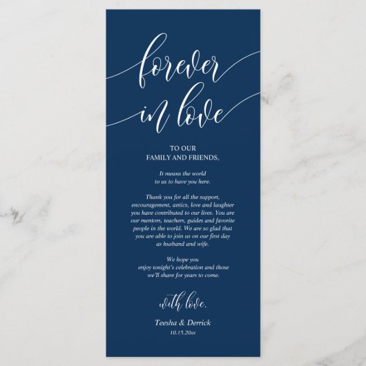 Voor altijd verliefd, Plaats Instelling Dank U Kaa Programmakaart (Voorkant)