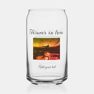 Voor altijd verliefd voeg koppel foto huwelijk ver blikvorm glas