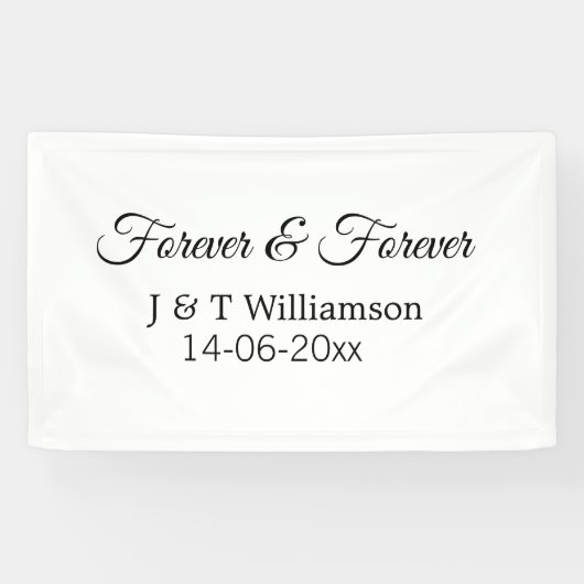 Voor altijd & voor altijd naam koppel datum liefde spandoek (Horizontaal)