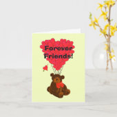 Voor altijd vrienden grappig schattig teddybeer en kaart (Gele Bloem)